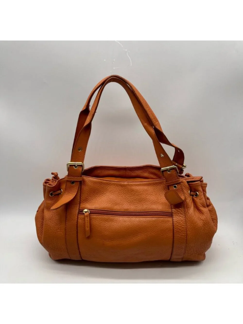 Fredric T Orange Pebbled Leather Hobo Bag